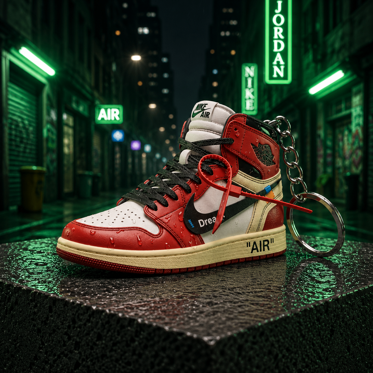 Air Jordan 1 Off-White Chicago mini sneakers keychain — Air Jordan 1 charm in solid metal by Bakost
