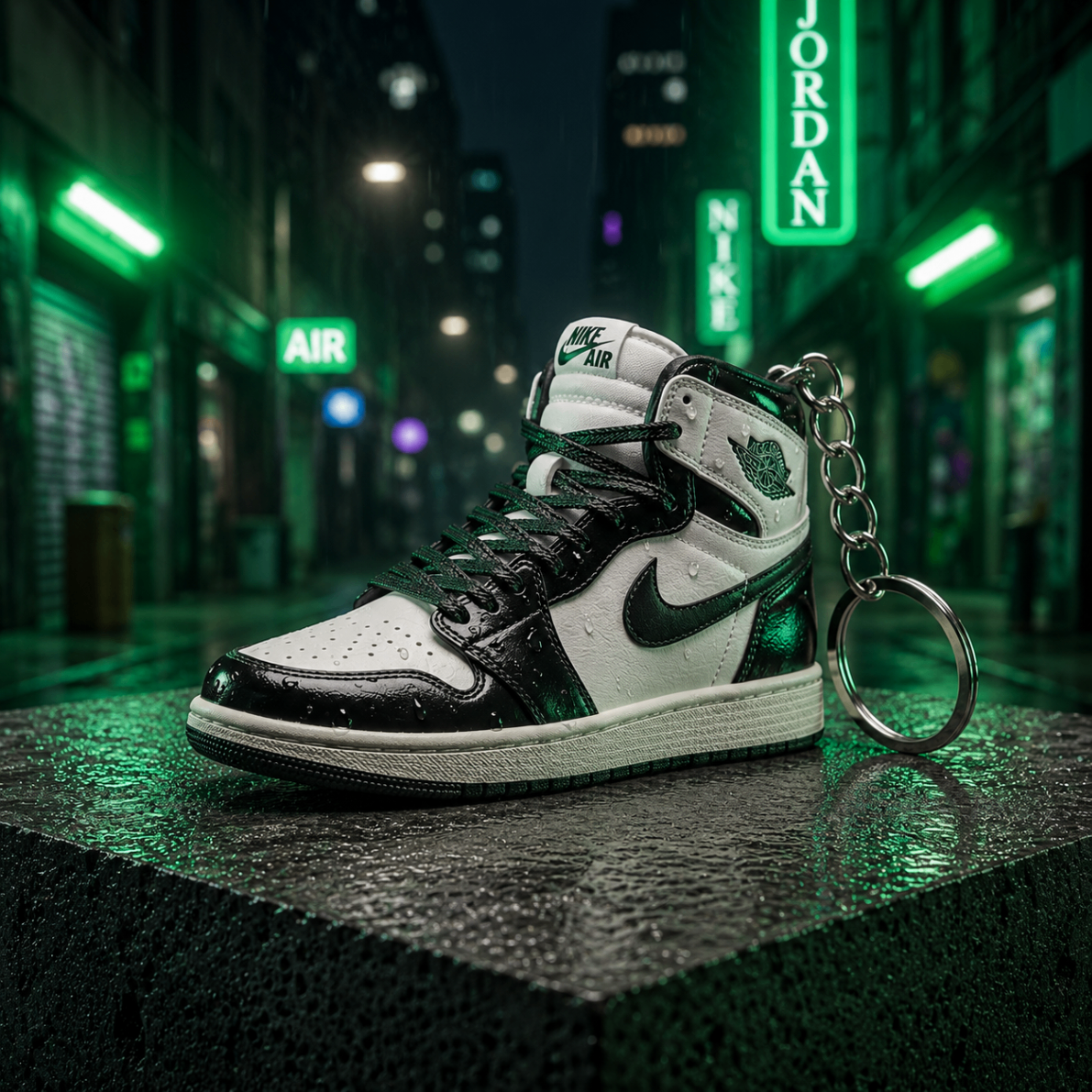 Air Jordan 1 Pine Green mini sneakers keychain — Air Jordan 1 charm in solid metal by Bakost