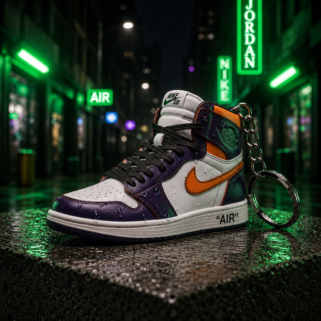 AJ1 SB "Court Purple" mini sneakers keychain — Air Jordan 1 charm in solid metal by Bakost