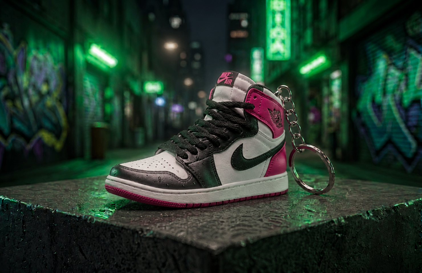 Sport Fuchsia mini sneakers keychain — Air Jordan 1 charm in solid metal by Bakost