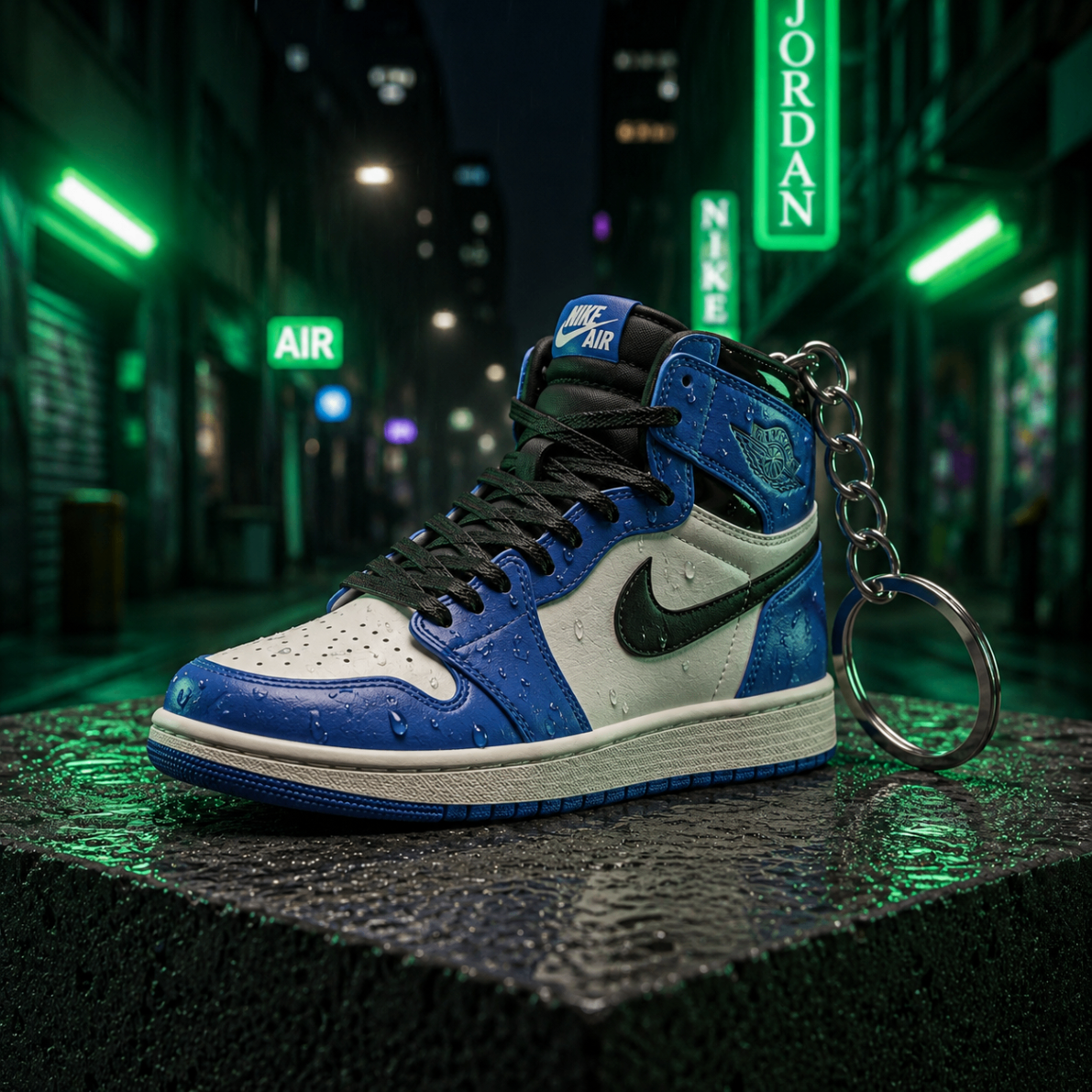 Air Jordan 1 Storm Blue mini sneakers keychain — Air Jordan 1 charm in solid metal by Bakost
