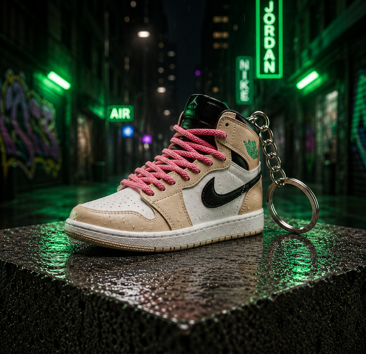Air Jordan 1 Tan Pink mini sneakers keychain — Air Jordan 1 charm in solid metal by Bakost