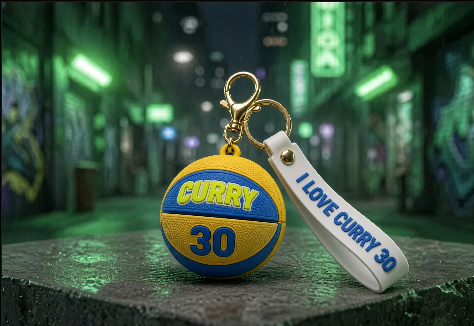 Mini Ball Blue & Yellow 30 mini sneakers keychain — sneaker charm in solid metal by Bakost