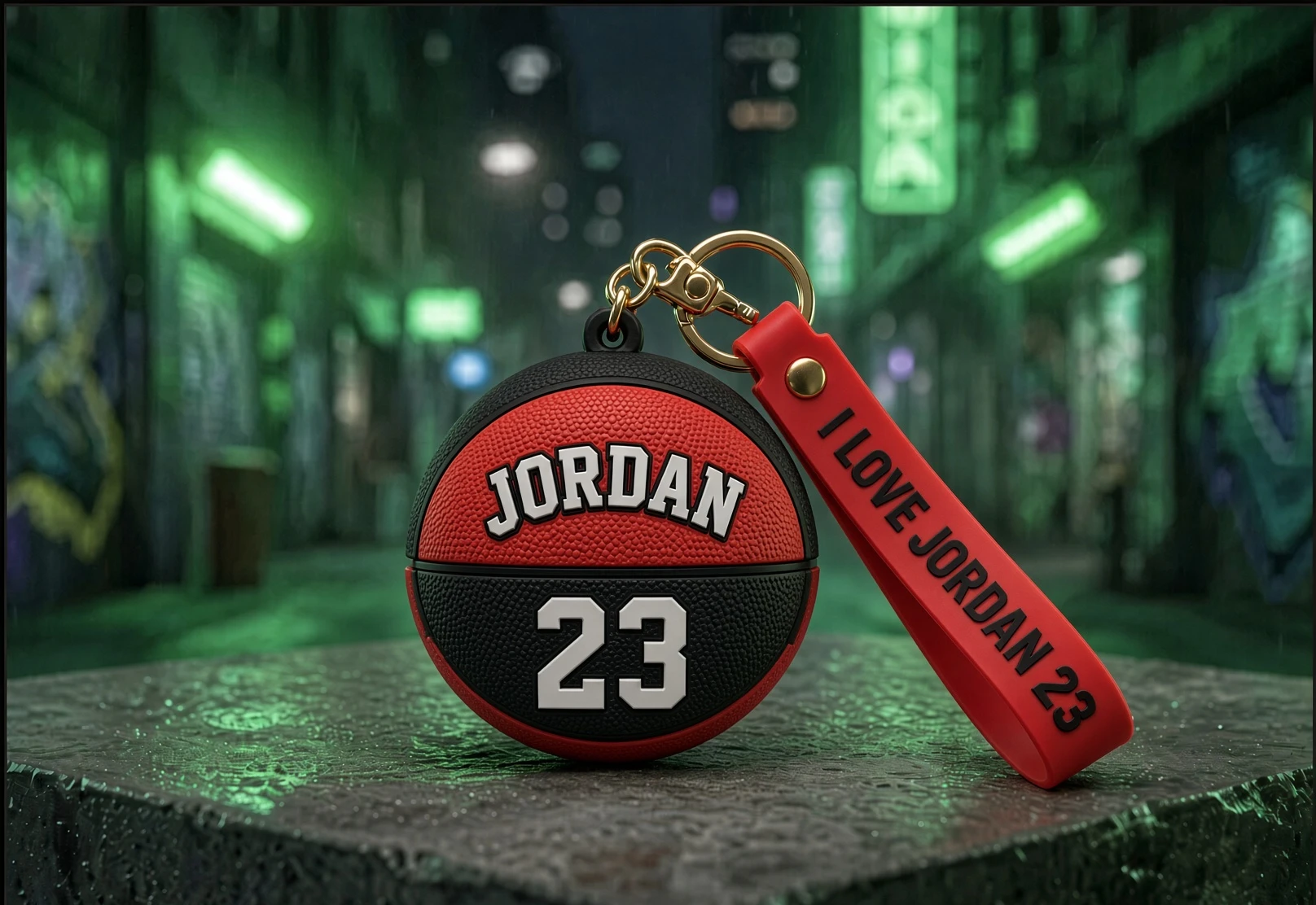 Mini Ball Red & Black 23 mini sneakers keychain — sneaker charm in solid metal by Bakost