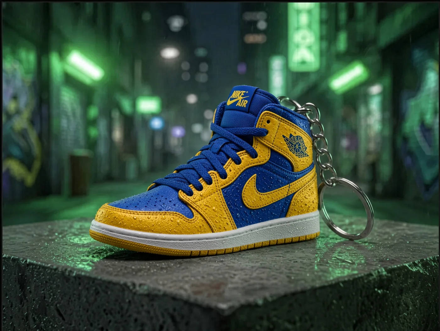 Mini Blue Yellow mini sneakers keychain — sneaker charm in solid metal by Bakost