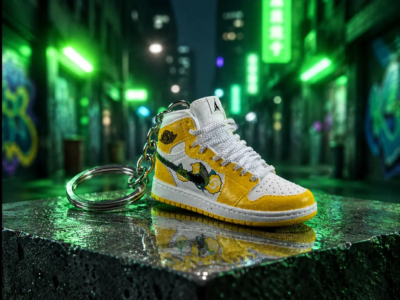 Mini Floral Yellow mini sneakers keychain — sneaker charm in solid metal by Bakost