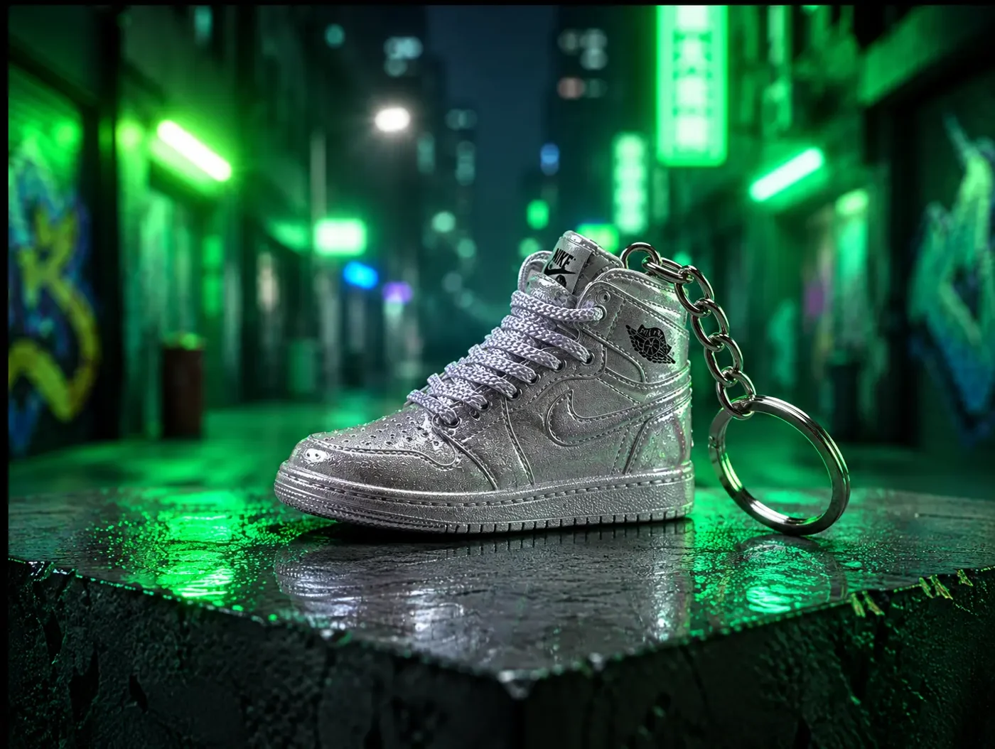 Mini Full Chrome mini sneakers keychain — sneaker charm in solid metal by Bakost