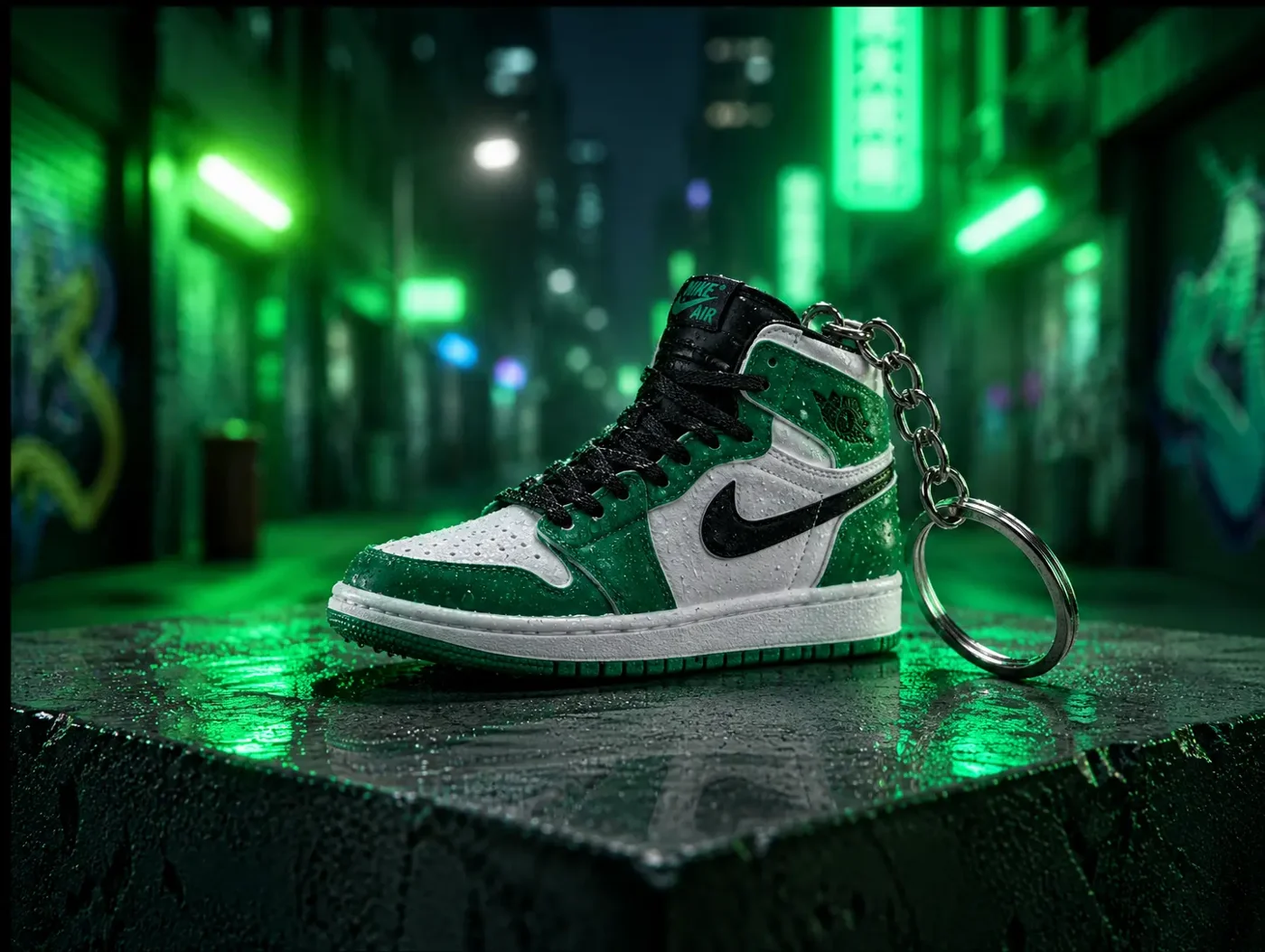 Mini Kelly Green mini sneakers keychain — sneaker charm in solid metal by Bakost