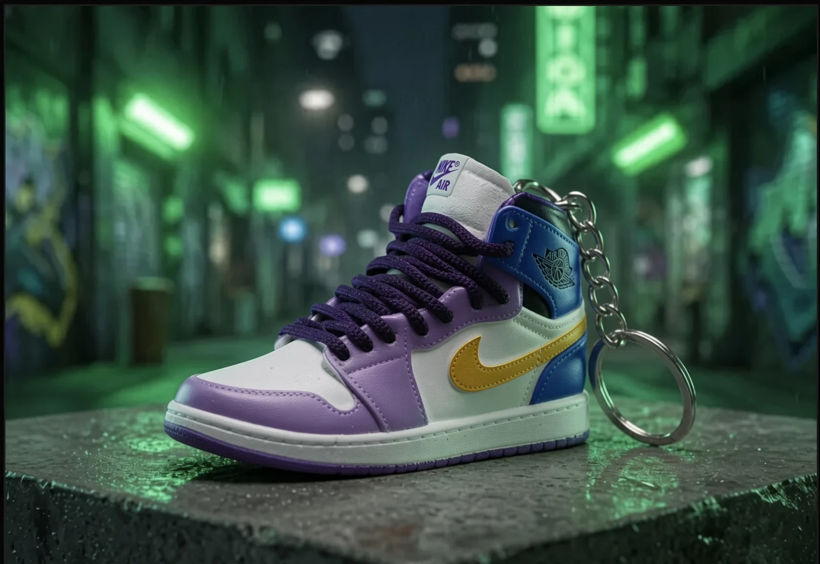 Lilac Canary mini sneakers keychain — sneaker charm in solid metal by Bakost