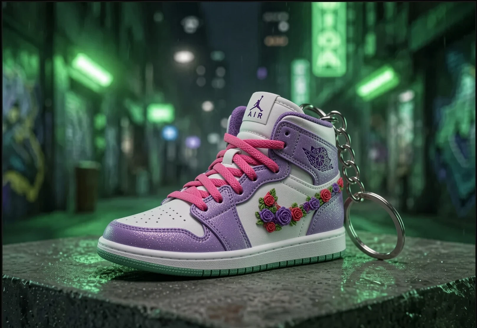 Lilac Rose mini sneakers keychain — sneaker charm in solid metal by Bakost