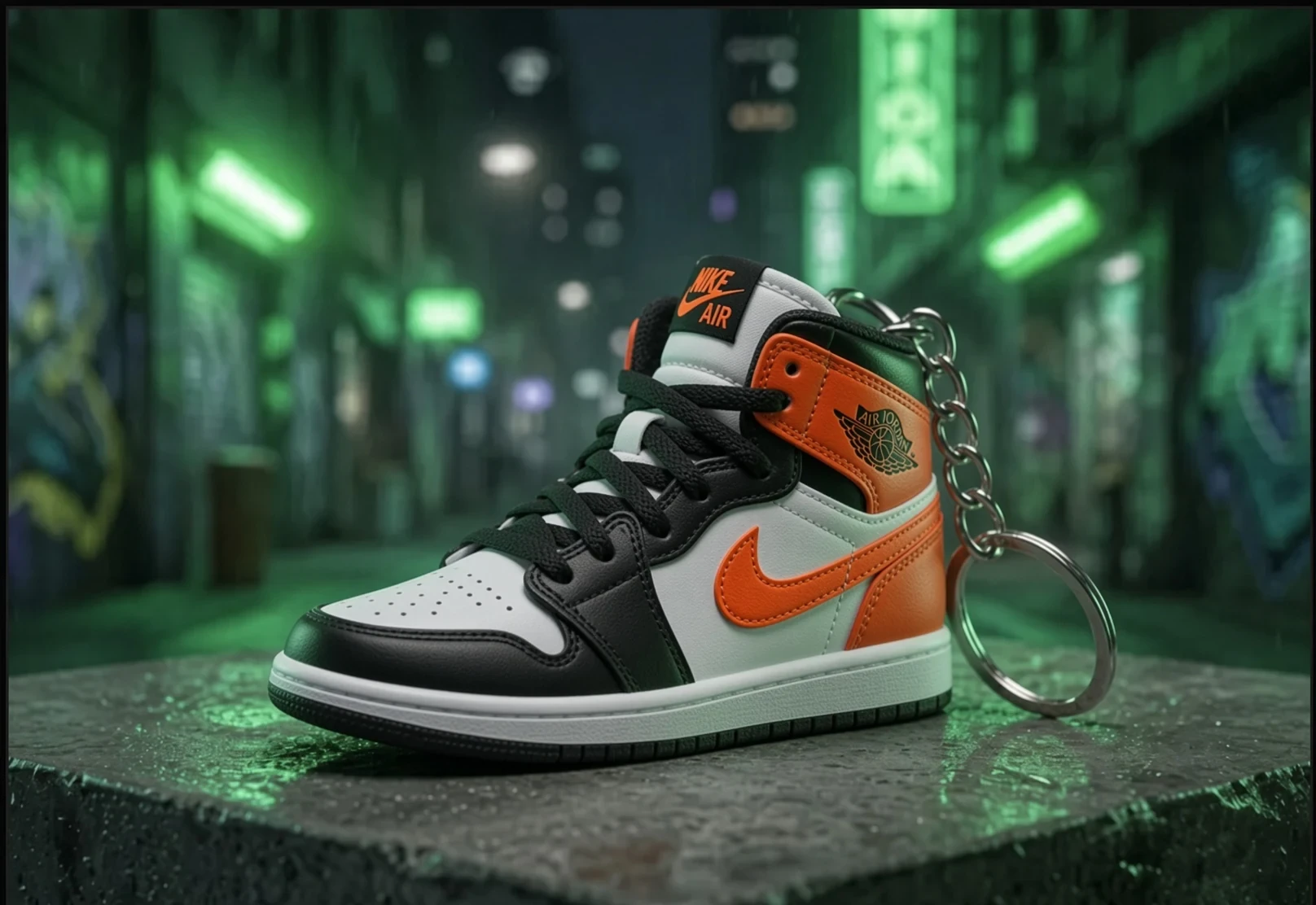 Orange Shatter mini sneakers keychain — sneaker charm in solid metal by Bakost
