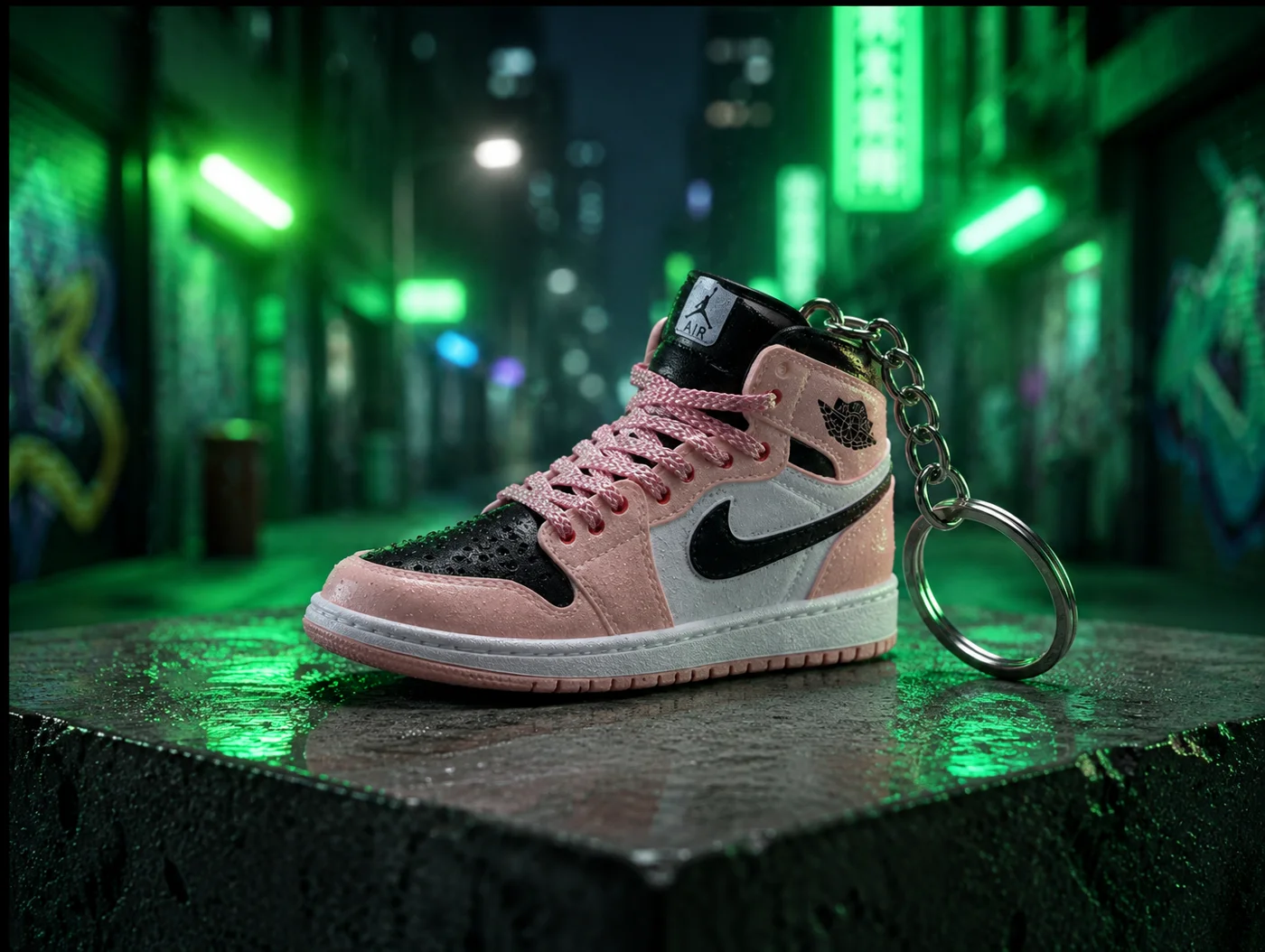 Mini Pink Black mini sneakers keychain — sneaker charm in solid metal by Bakost