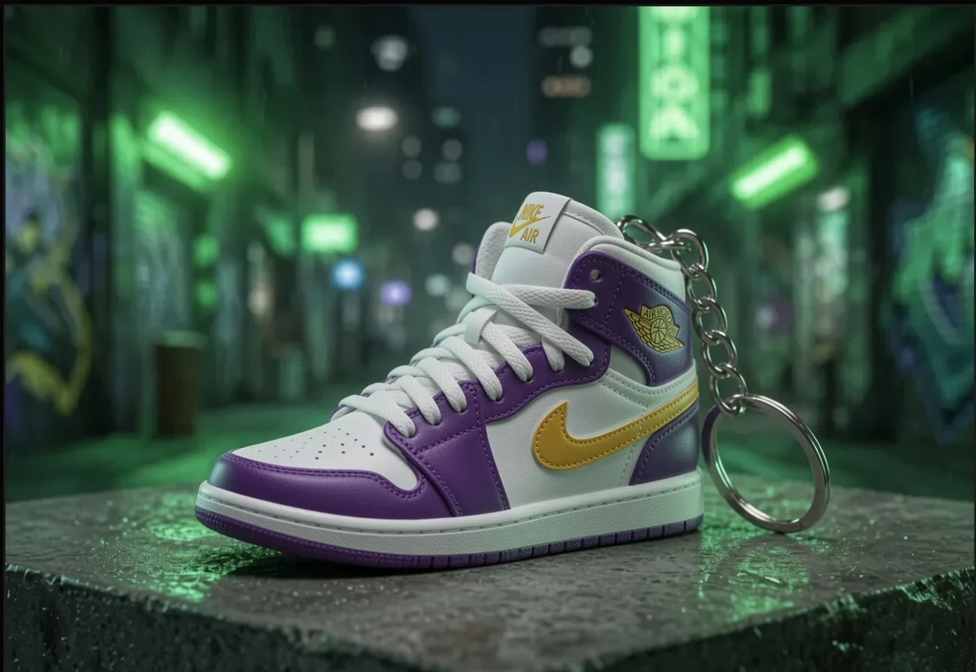 Mini Purple Gold mini sneakers keychain — sneaker charm in solid metal by Bakost